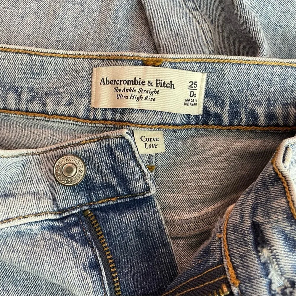 Abercrombie Curve Love Ultra High Rise Ankle Straight Jeans Patched 25 0 short - Image 10