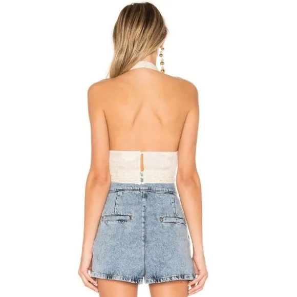 Lovers + Friends NWT $138 Aster Metallic Halter Top Revolve SOLD OUT Embroidered - Image 5