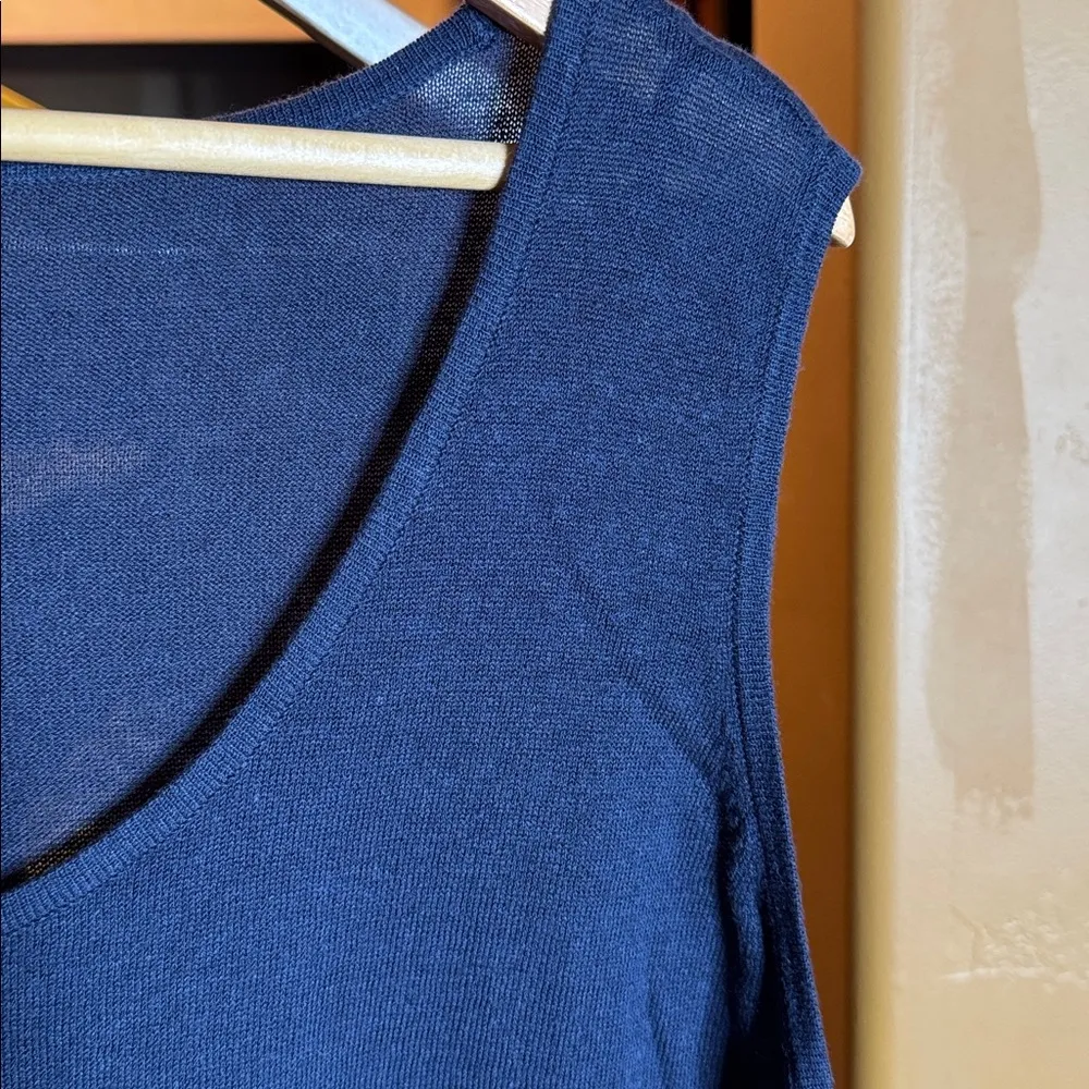 Jones New York Navy Blue Linen Blend Knit Sleeveless Tunic Top Size 2X - Image 3