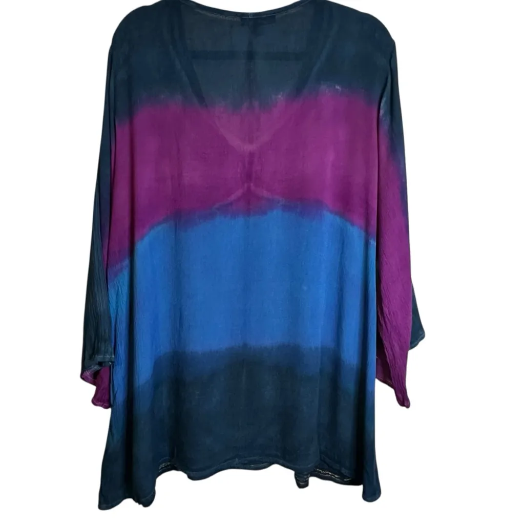 Greater Good‎ Purple Blue Colorful Beaded Tunic Bohi Hippie Festival L/XL Rayon Pink Size undefined - Image 7
