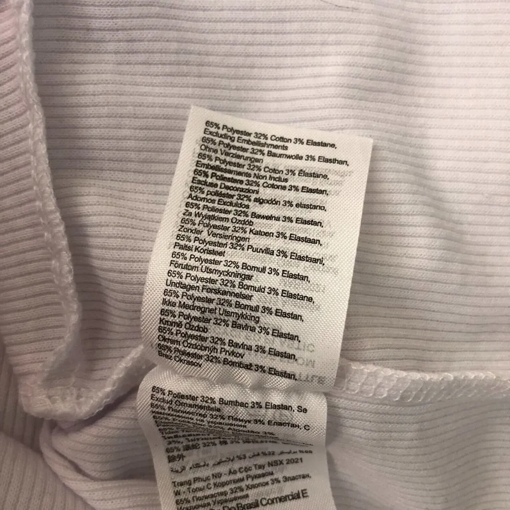 Cotton On Womens Crop Top Ribbed Knit Lace Trim V Neck White Size L - Image 5