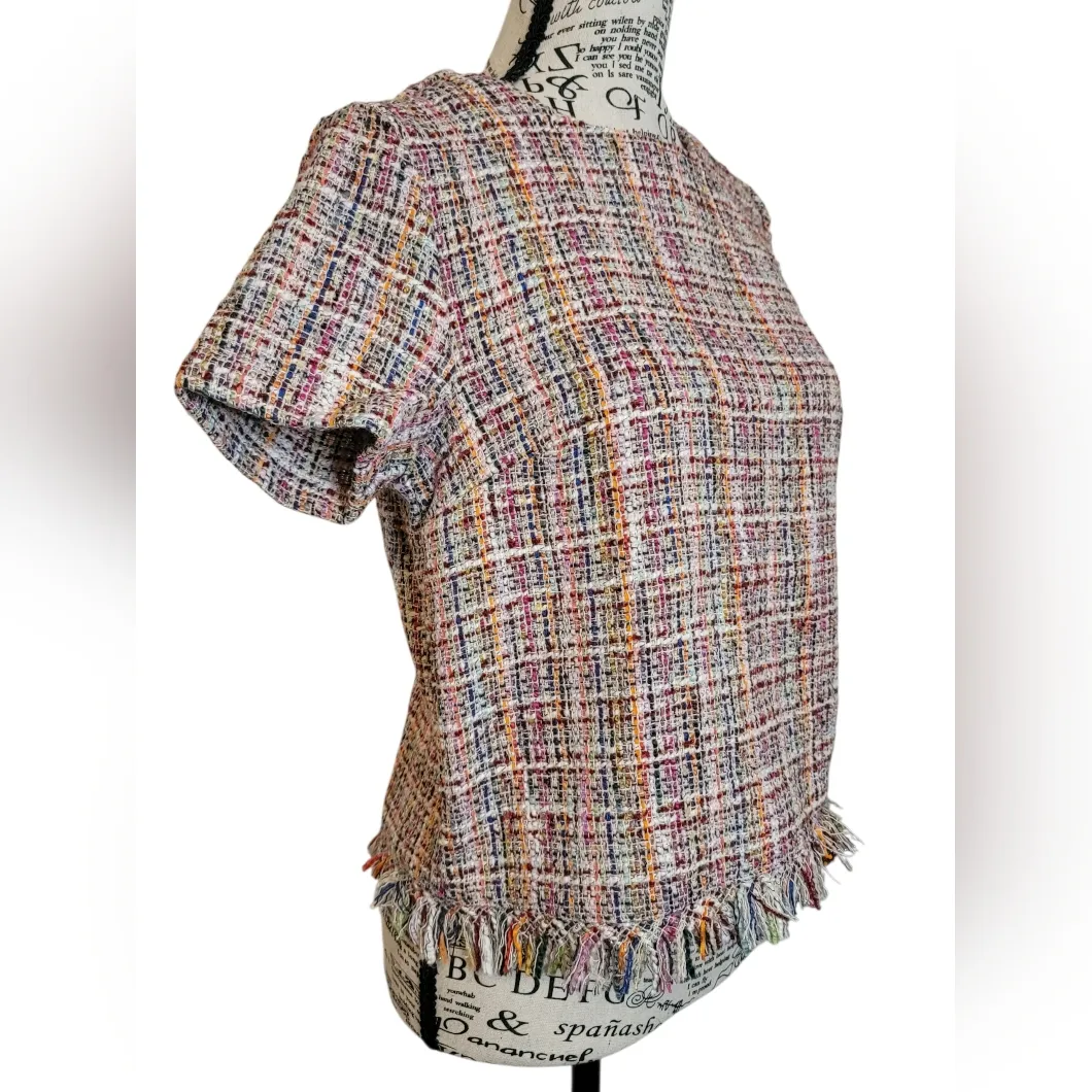 Forever 21 Tops | Nwt Forever 21 Frayed Tweed Top | Color: Pink/White Size:Small - Image 5
