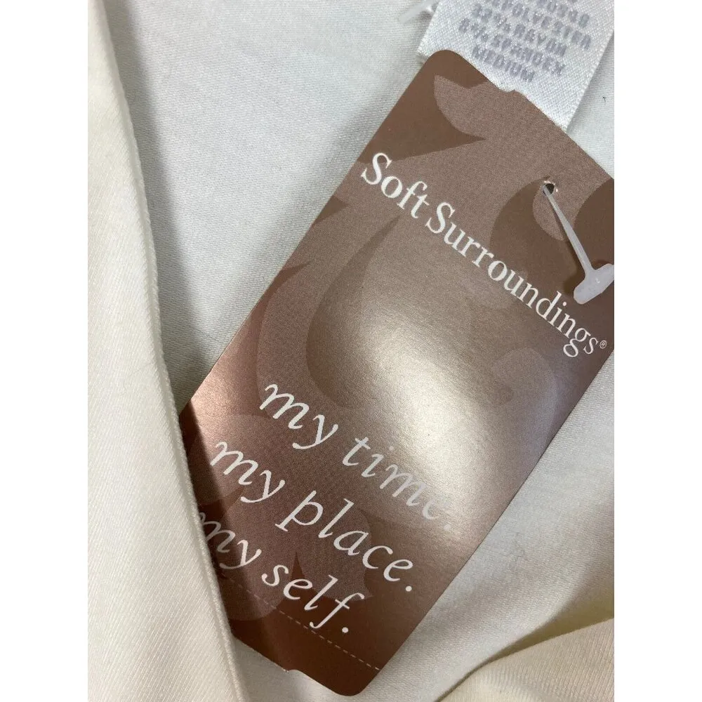 New Soft Surroundings Wrap Top W/Belt Womens M Ivory Long Sleeve Casual Shirt - Image 5