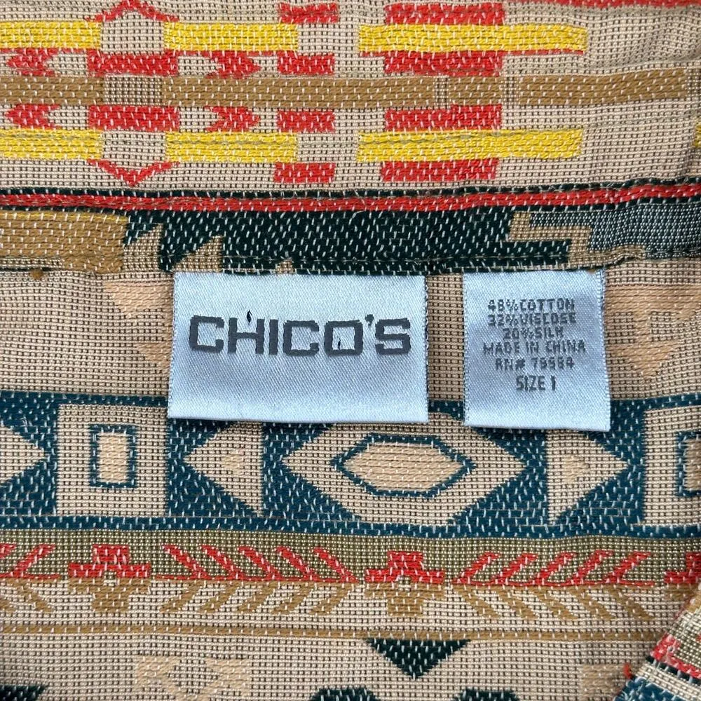 Chico’s Southwest Tapestry Blazer Jacket 1 Boho Aztec Silk Blend Cotton Blend - Image 4