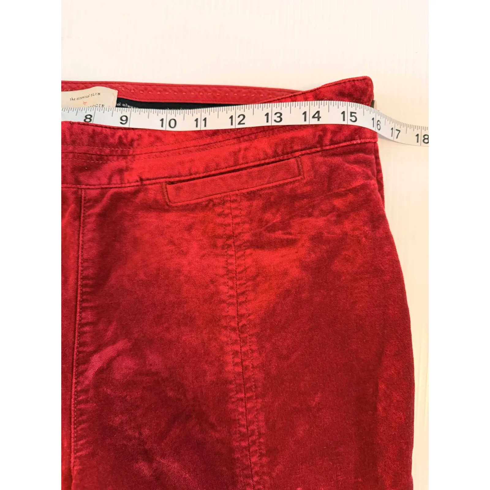 Anthropologie The Essential Slim Red Velvet Pants Size 8 Holiday Party Office‎ - Image 6