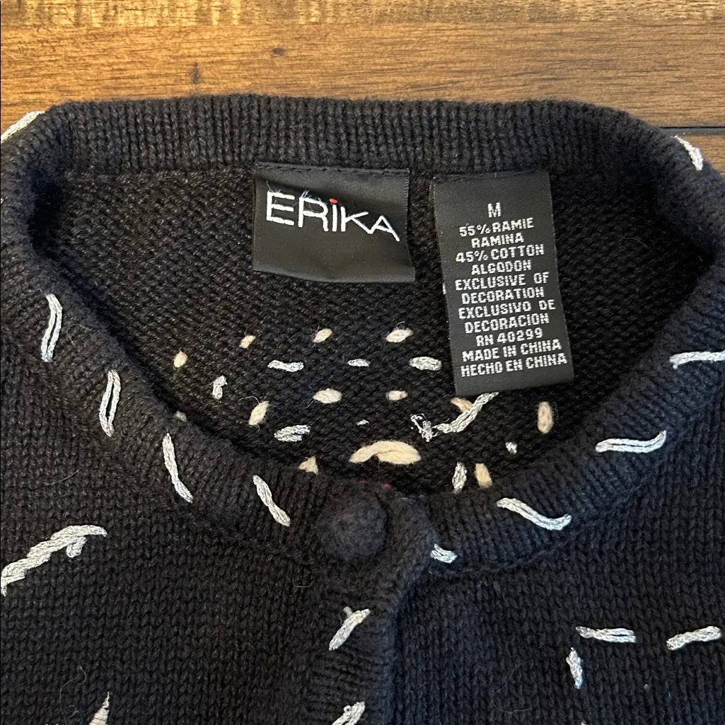 Erika Black & Red Patterned Woman’s Holiday Sweater Size M - Image 2