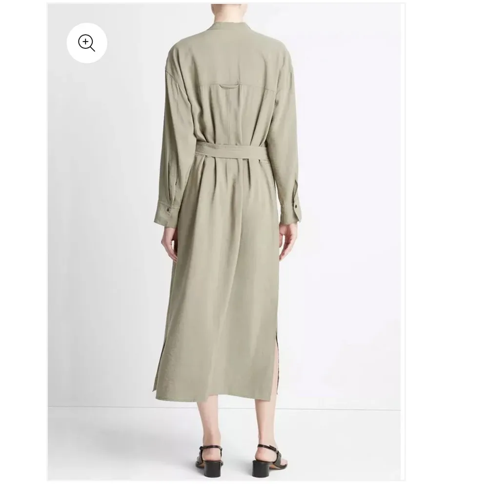 Vince Soft Utility Shirt Dress in Sea Fern - Image 7