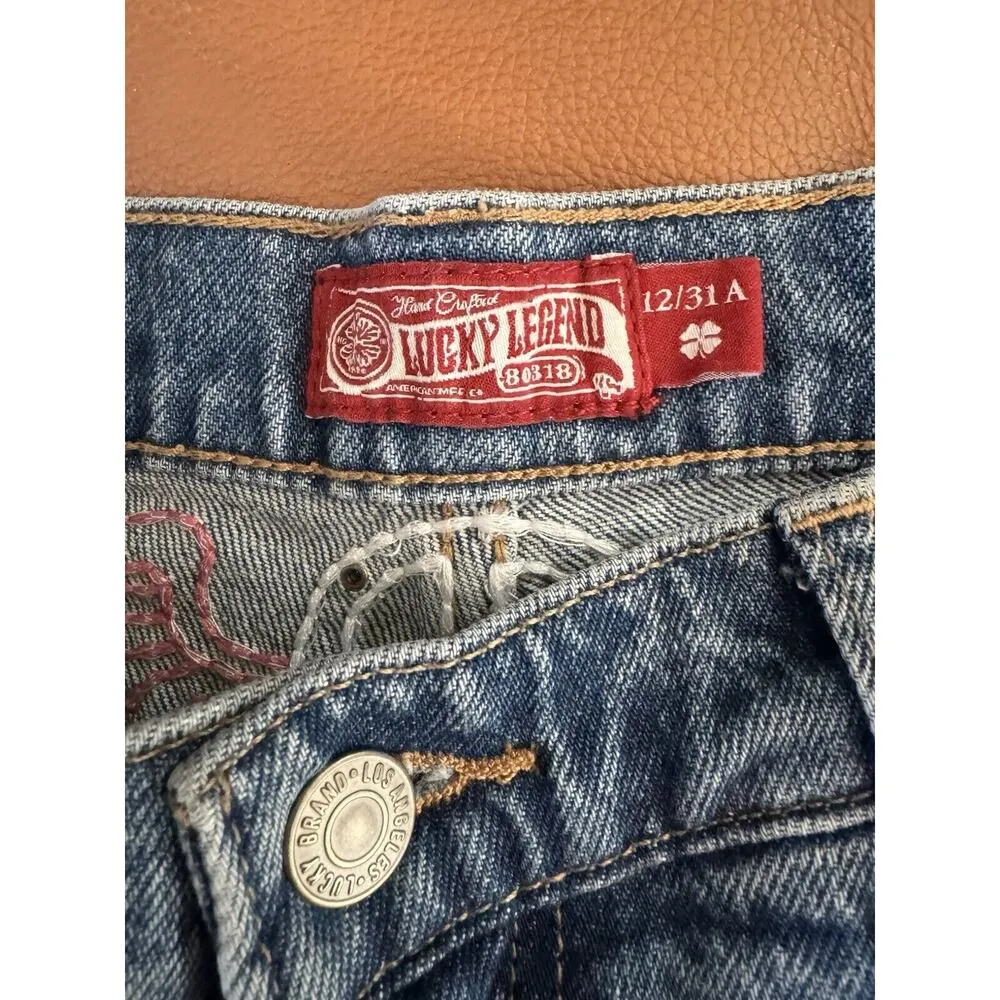 Lucky Brand Easy Rider Mid Rise Bootcut Women’s Size 12 Peace Sign Embroidery - Image 7