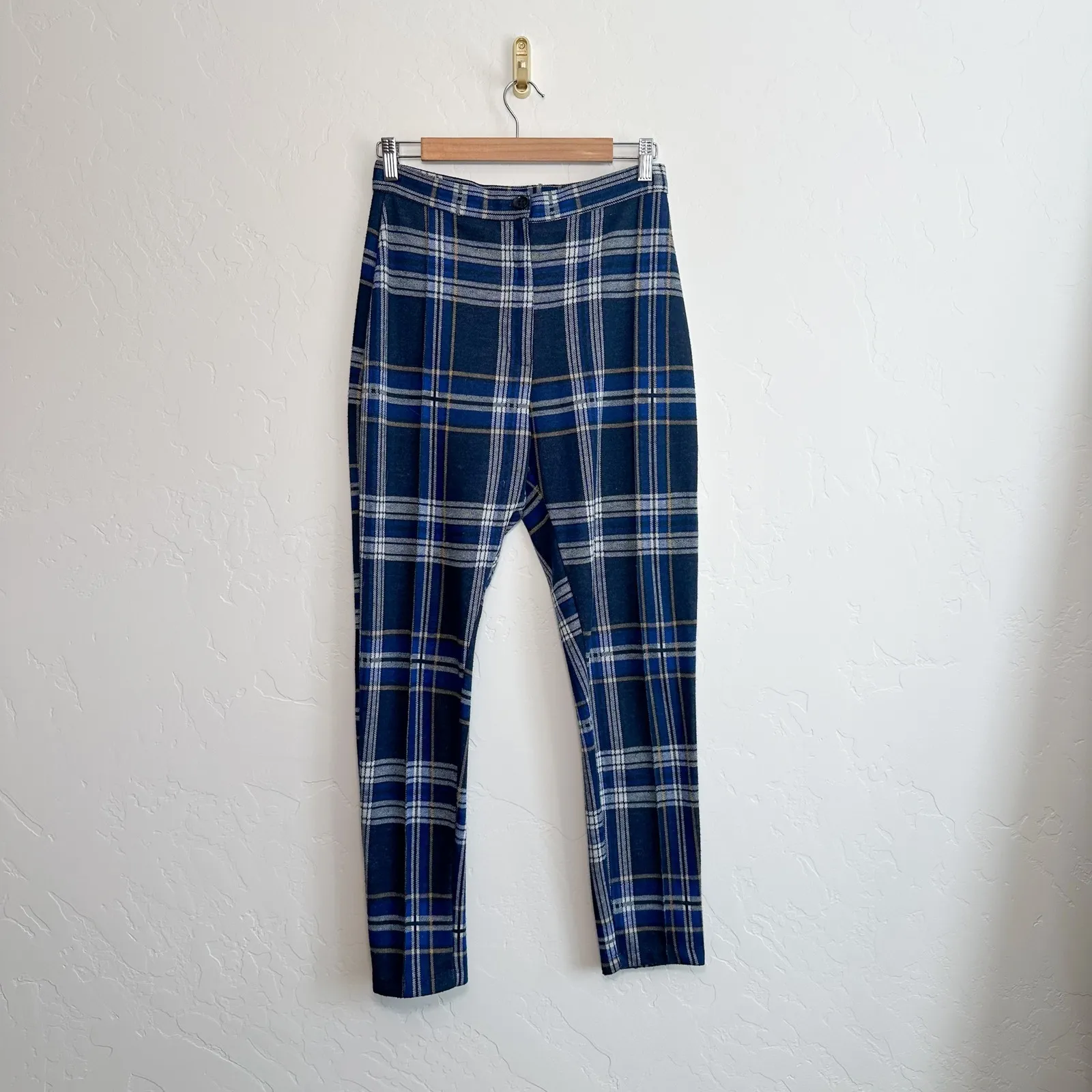 Free People | Y2K Carnaby Plaid High Rise Skinny Pants in Blue & White‎ - Image 3