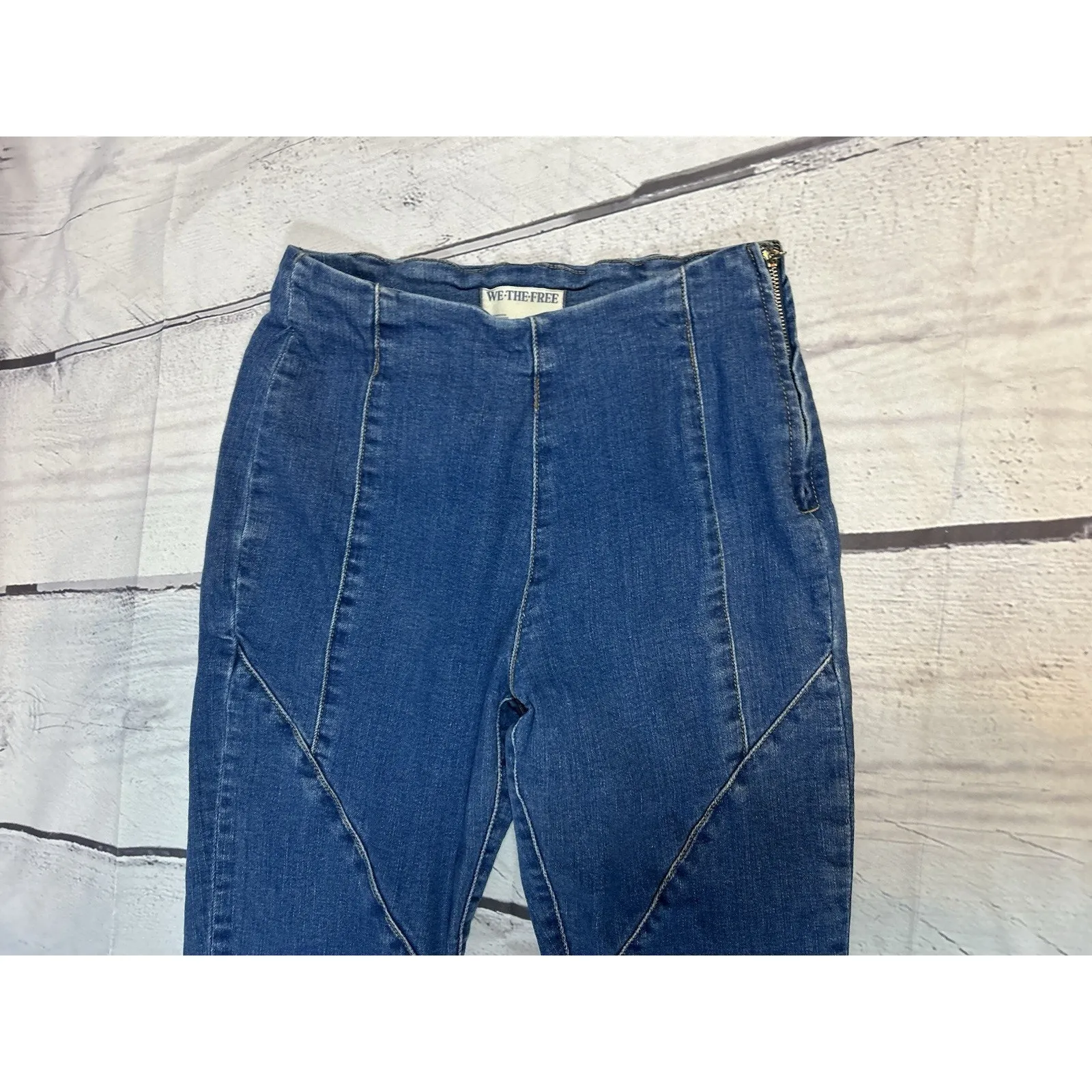 Free People We The Free Bella Moto Skinny Jeans Blue Denim Size 25 - Image 3