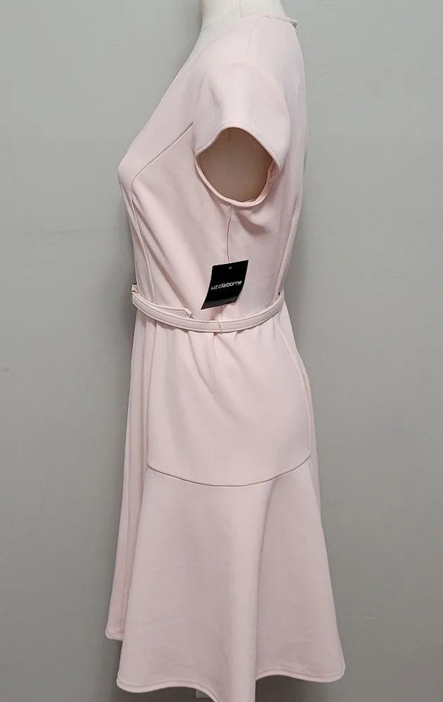 Liz Claiborne Manor Garden blush belted fit and flare dress size 4 - Image 6