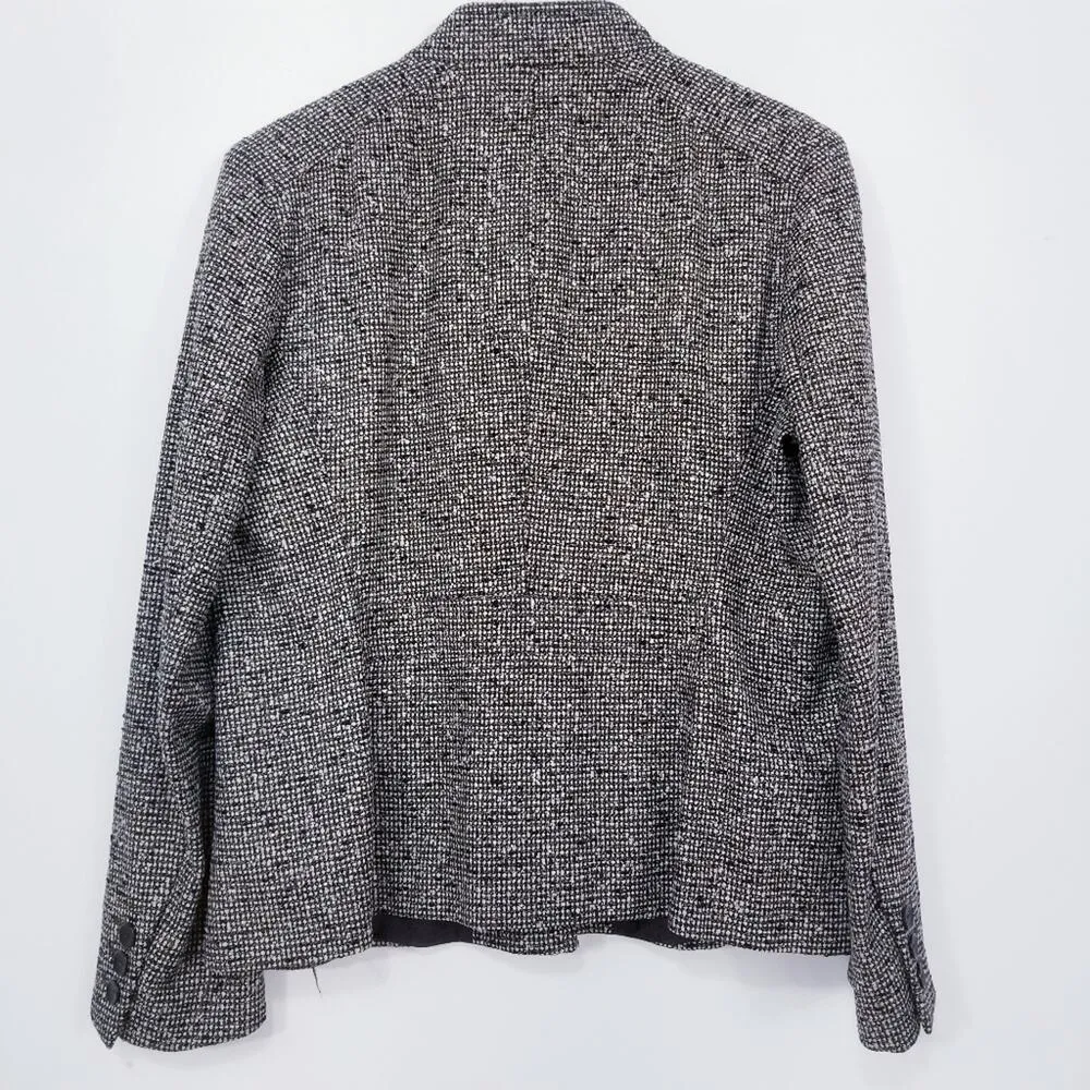 Zanella High Neck Blazer Made in Italy Flap Front Pockets Button Front Lined Brown Size L - Image 3