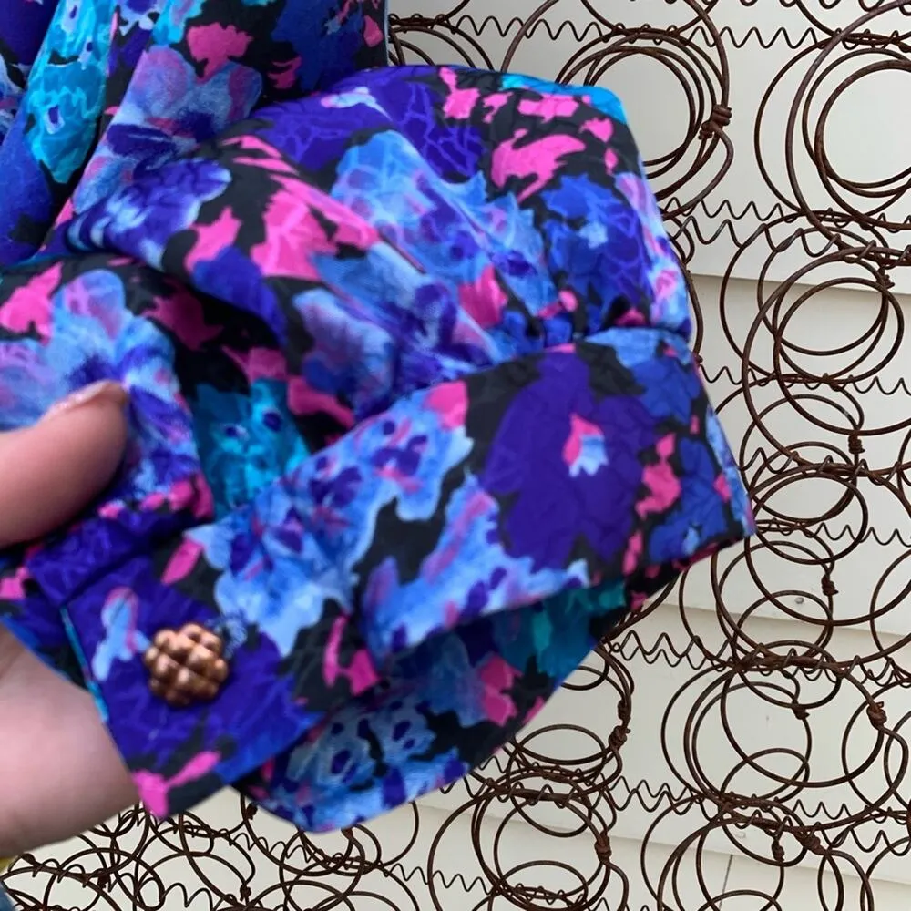 Vintage Cohen Bros bold floral long sleeve blouse Blue Size 2X - Image 7