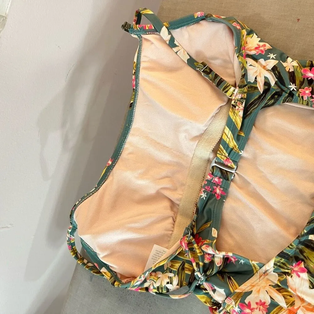 Kona Sol Multicolor Tropical Cut Out Back One Piece Swimsuit Size Medium - Image 7