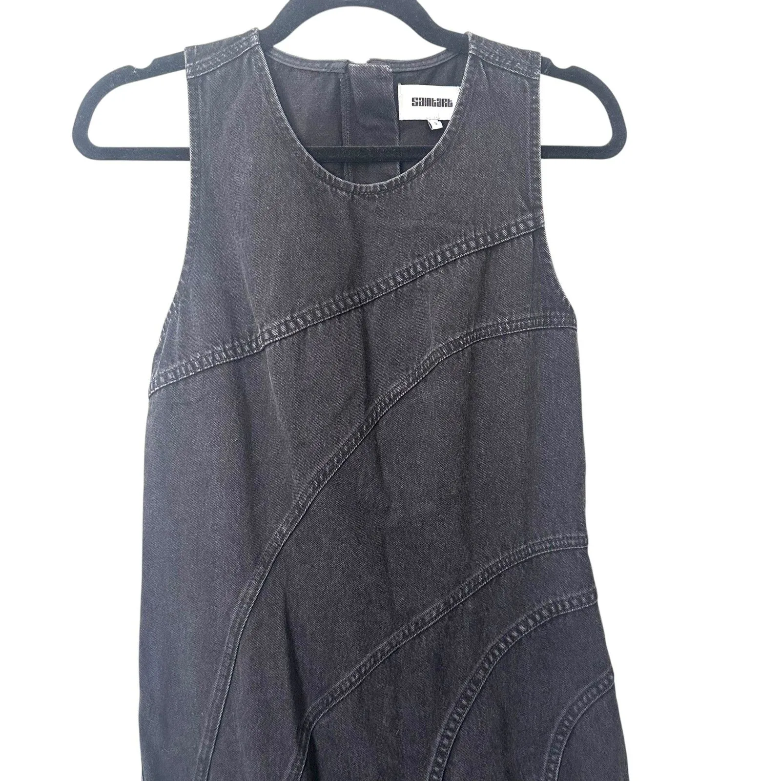 SAINT ART Denim Sleeveless‎ Maxi Dress Faded Black Small - Image 5