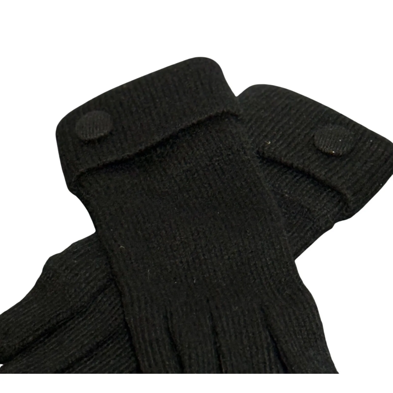 Vintage ARIS Black Knit Gloves Button Cuff Women's One Size - Image 2