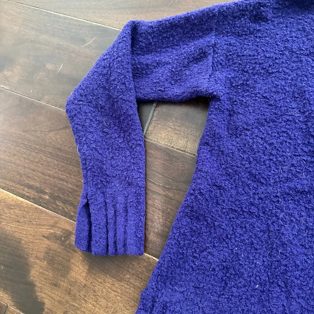 ANTHROPOLOGIE Moth Boucle Shoulder Cut Out Sweater Cobalt Blue Size Small - Image 4