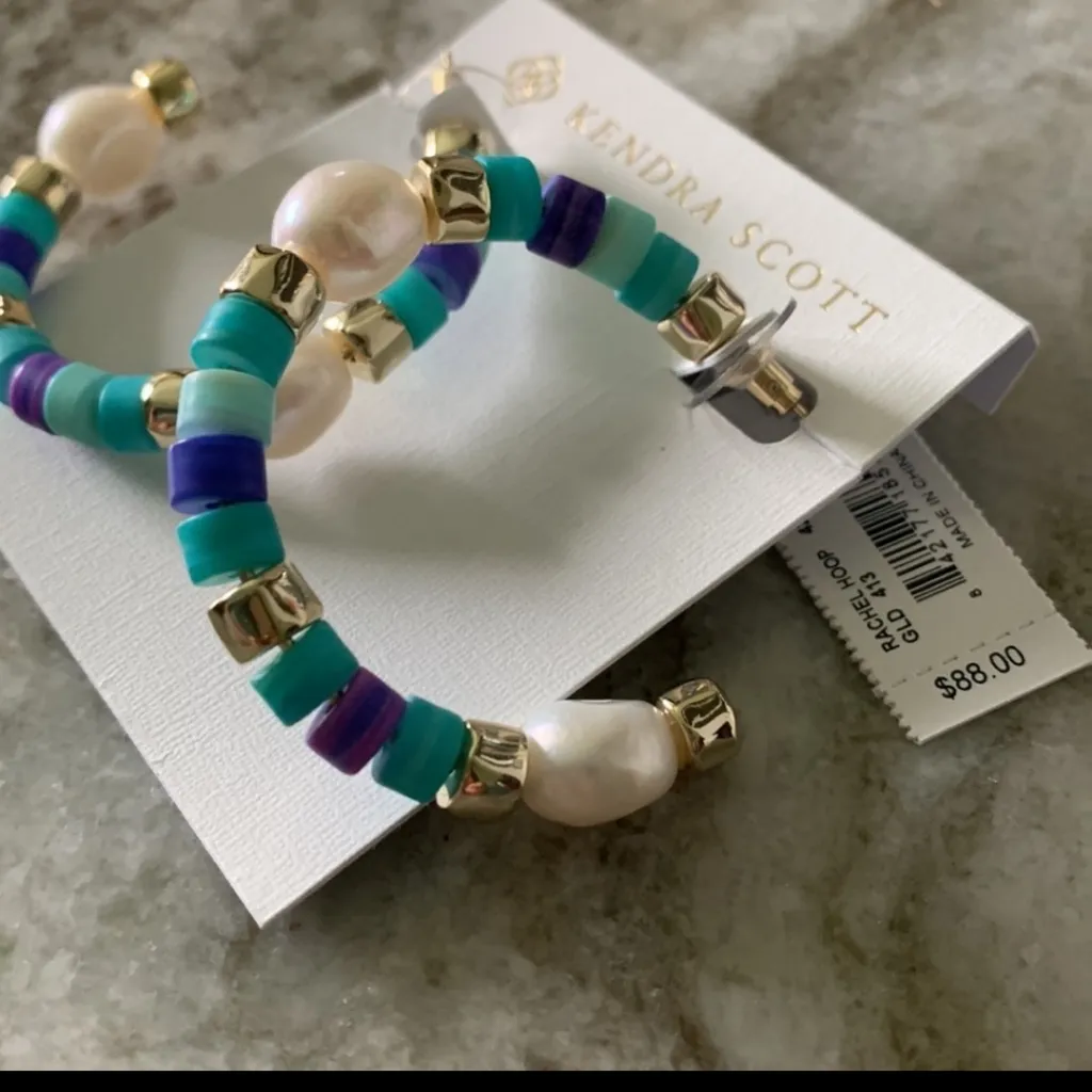 Kendra Scott Rachel Goldtone Blue Mix Hoops - Image 2