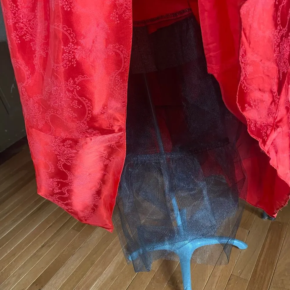 Size S-M//Vintage Gunne Sax Cherry Red Satin Southern Belle Formal Dress - Image 4
