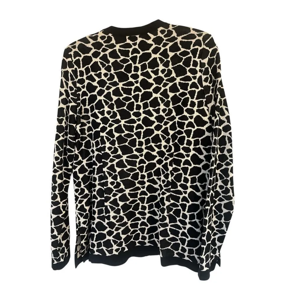 Misook cardigan sweater black & white zip front sz Medium - Image 2