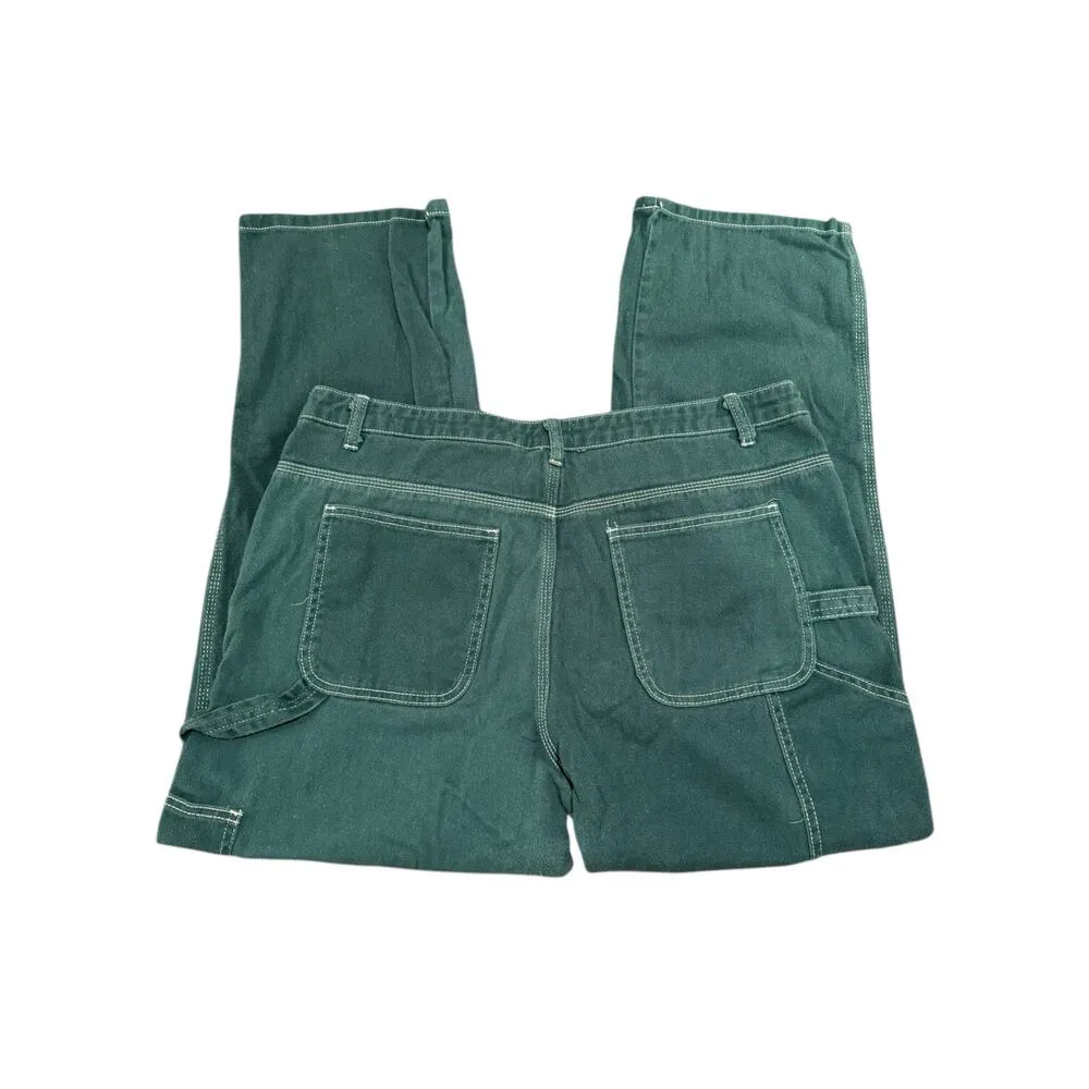 Simple Society Juniors Size 17/33 Teal Green Cargo Mid High Rise Baggy Leg Jeans - Image 3