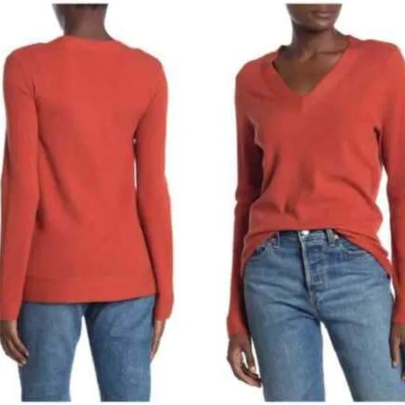 CYRUS Rust V-Neck Knit Construction Top Sz Sm - Image 2