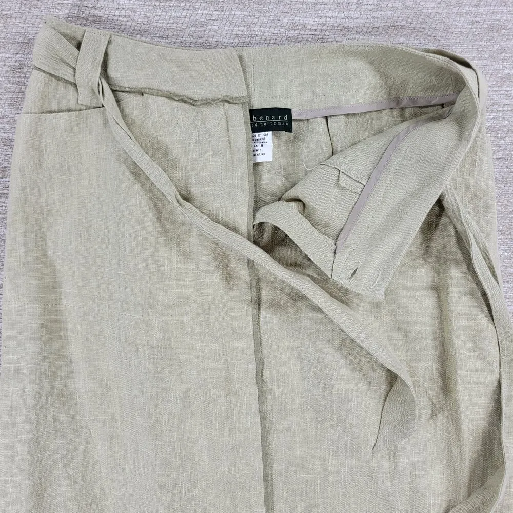 Harve Benard Linen Skirt Womens 6 Tan Lightweight Tie Waist Lagenlook Minimalist - Image 13