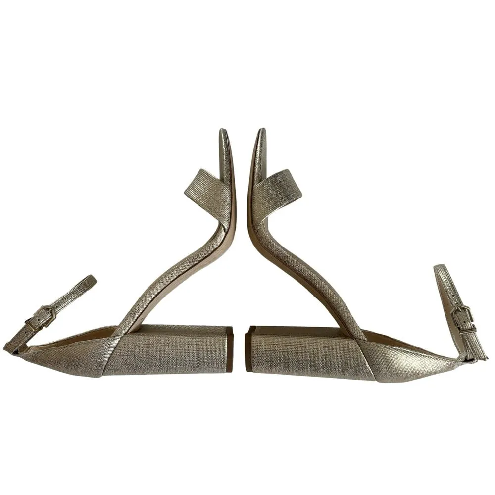 Sam Edelman Yaro Jute Gold Metallic Ankle Strap
Heel Sandals Size 8.5 - Image 4