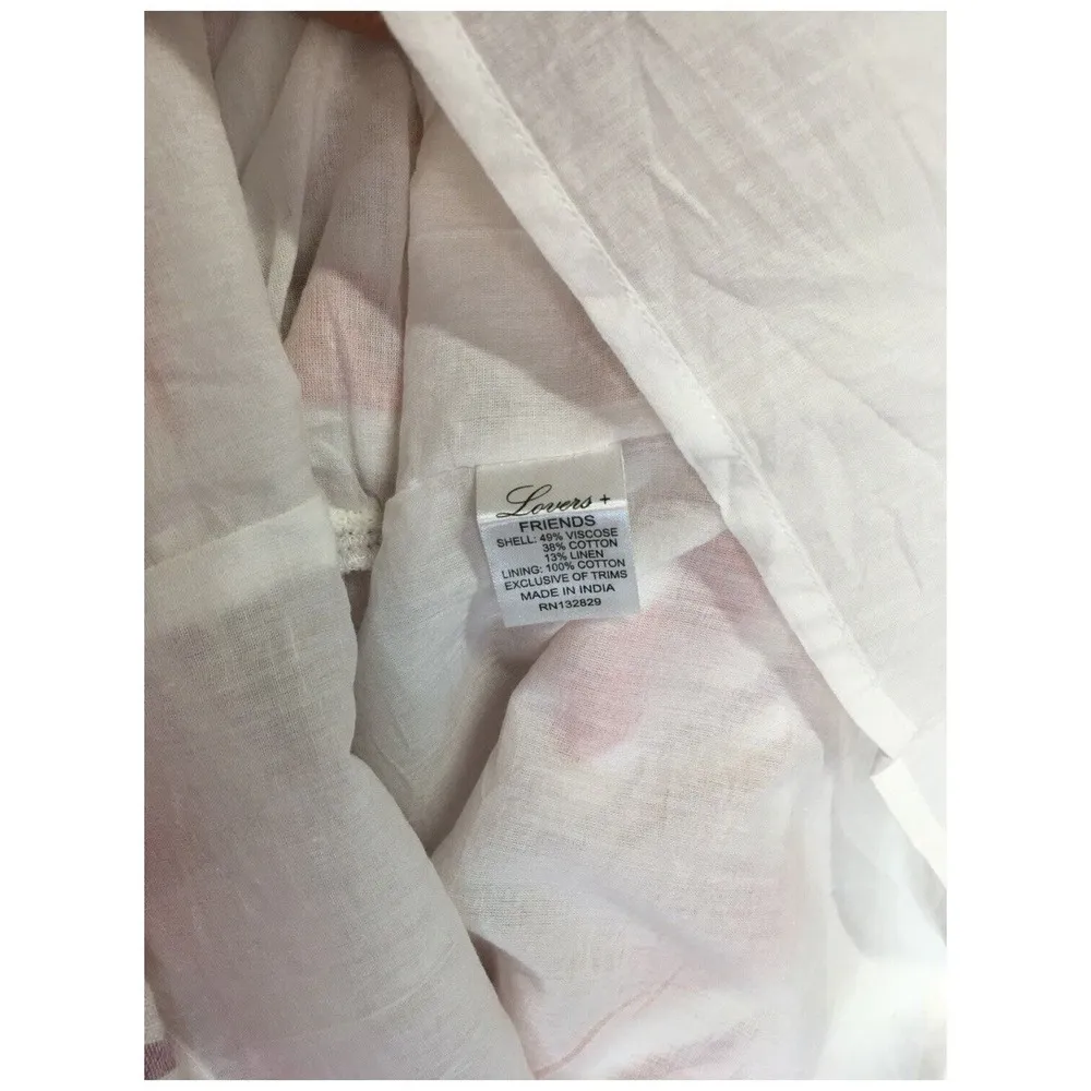 New Lovers And Friends Womens XS Mira Linen Off Shoulder Midi Striped Dress Pink - Image 11