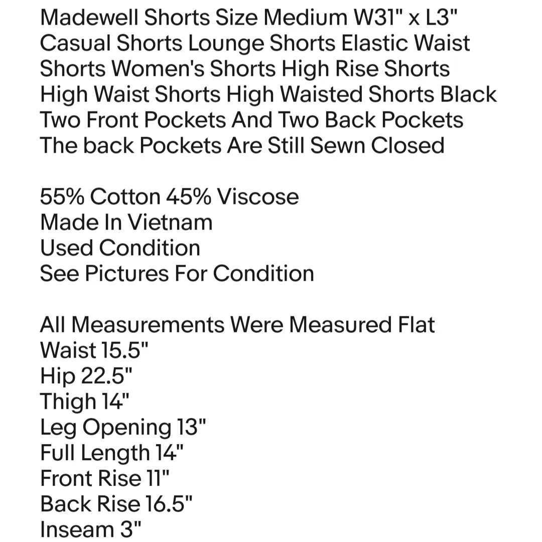Madewell Shorts Size Medium W31" x L3" Casual Shorts Lounge Shorts Elastic Waist Shorts - Image 2