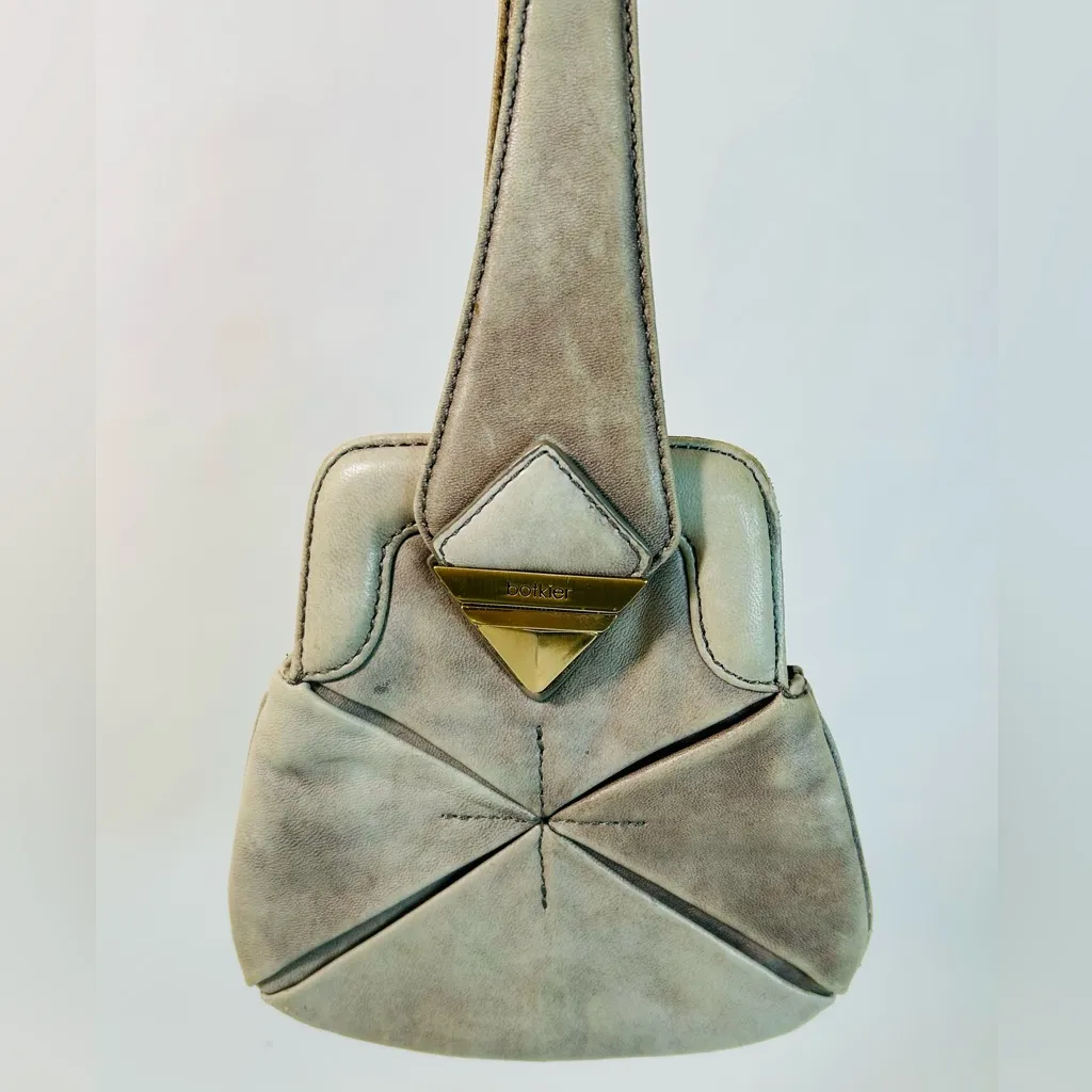 Botkier Grey Leather Looped Small Wristlet Bag RARE Origami Style - Image 3