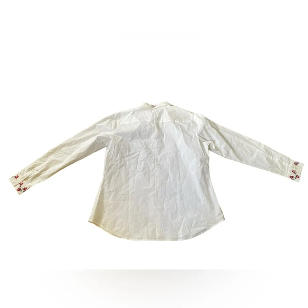 Westbound Vintage Y2K White Red Romantic Cottagecore Embroidered Floral Shirt - Image 4