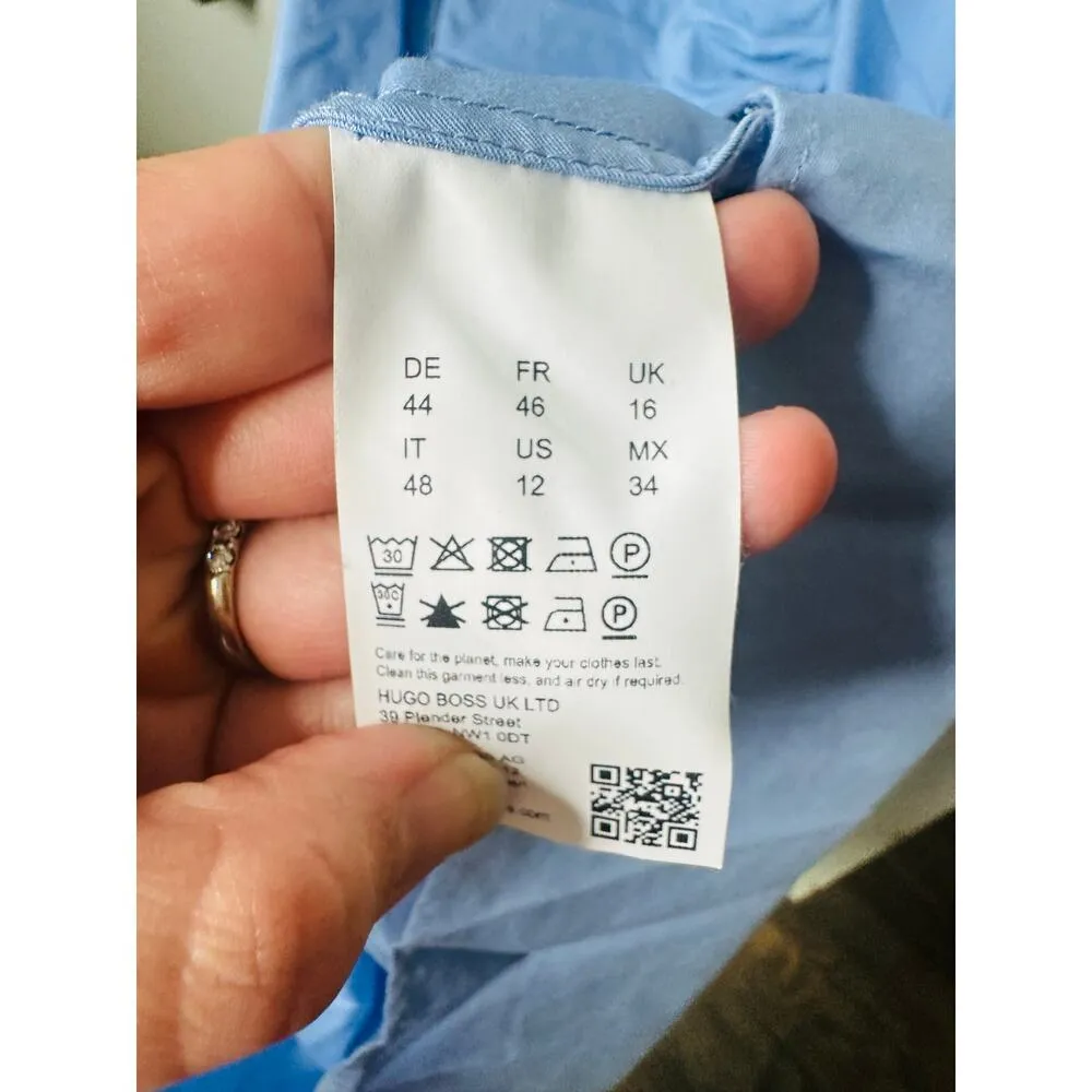 BOSS Women's Blue Square Neck Sleeveless Relaxed Fit Davaca Dress Size US 12 - Image 11