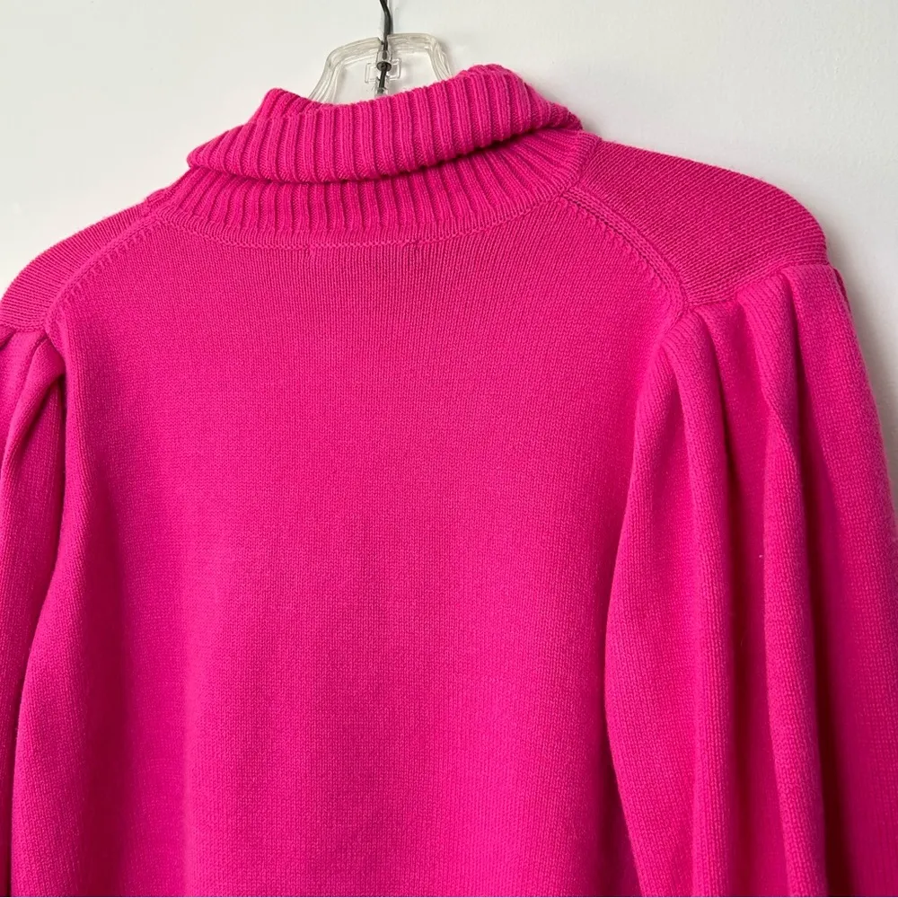 French Connection Puff Sleeve Bright Pink Turtleneck Sweater. - Image 8