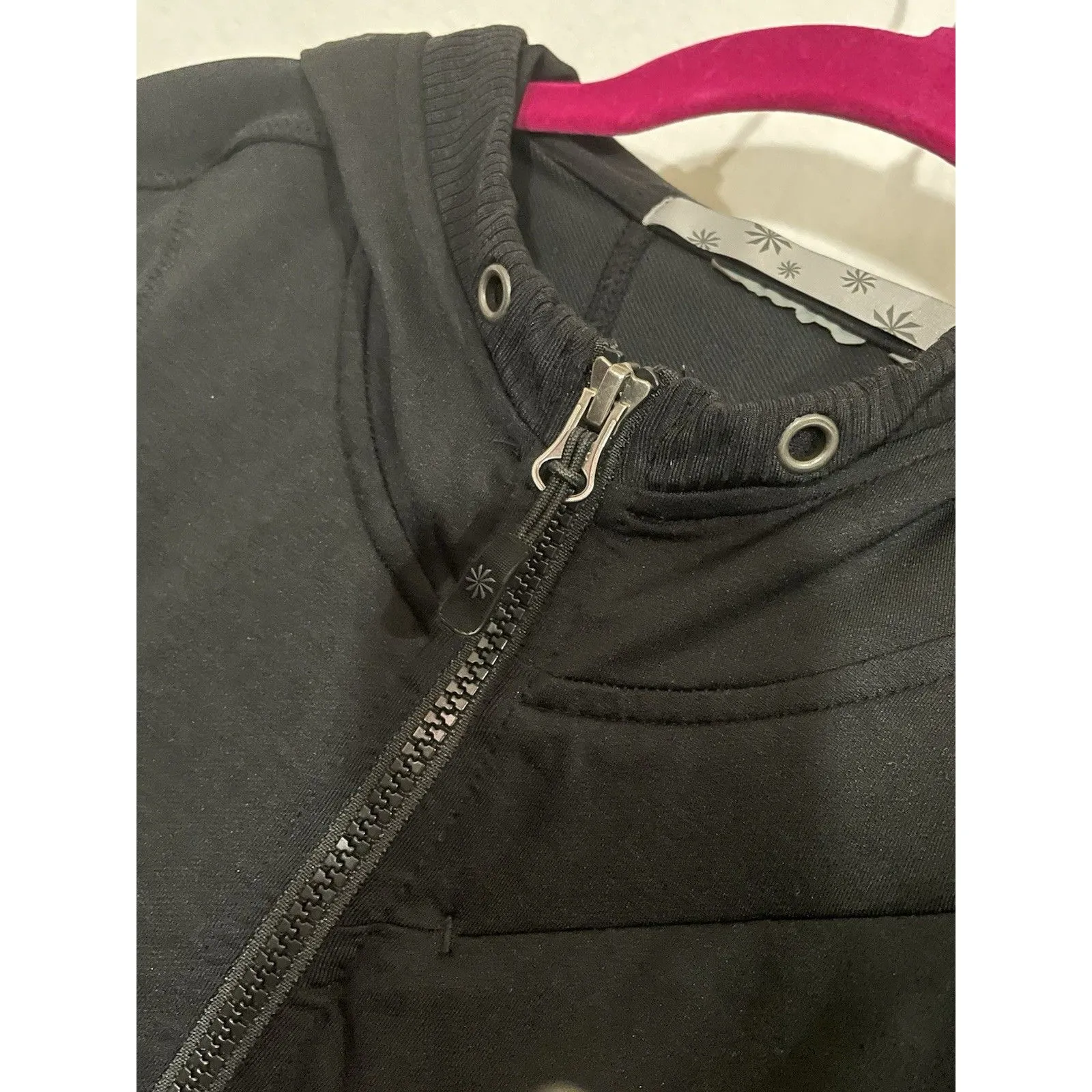 ATHLETA Zippy Jacket Hoodie Black Women's Medium Full Zip Jacket Workout - Image 4
