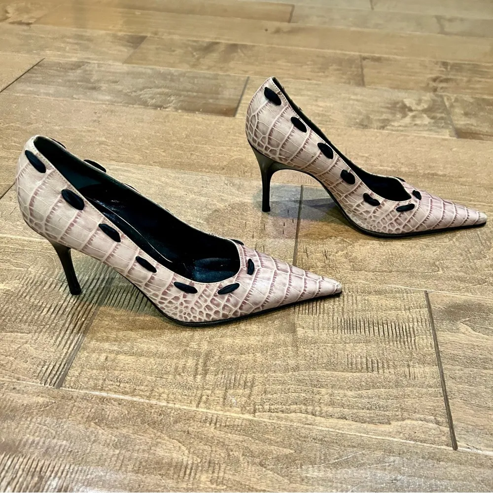 Medici Women’s Animal Print Ribbon Detail Pump Heels Tan Size 40 EUC - Image 4