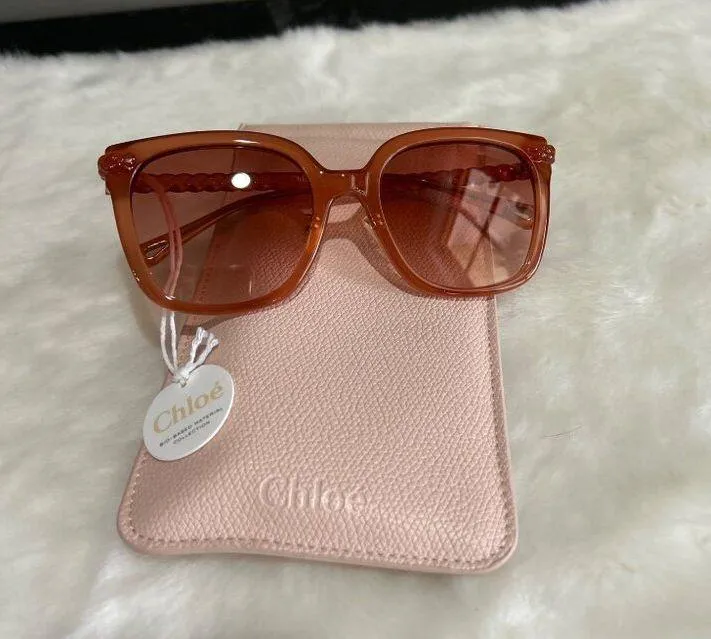 Chloe Core 56mm Square Sunglasses Nude Nude Orange Womens Size NS - Image 4