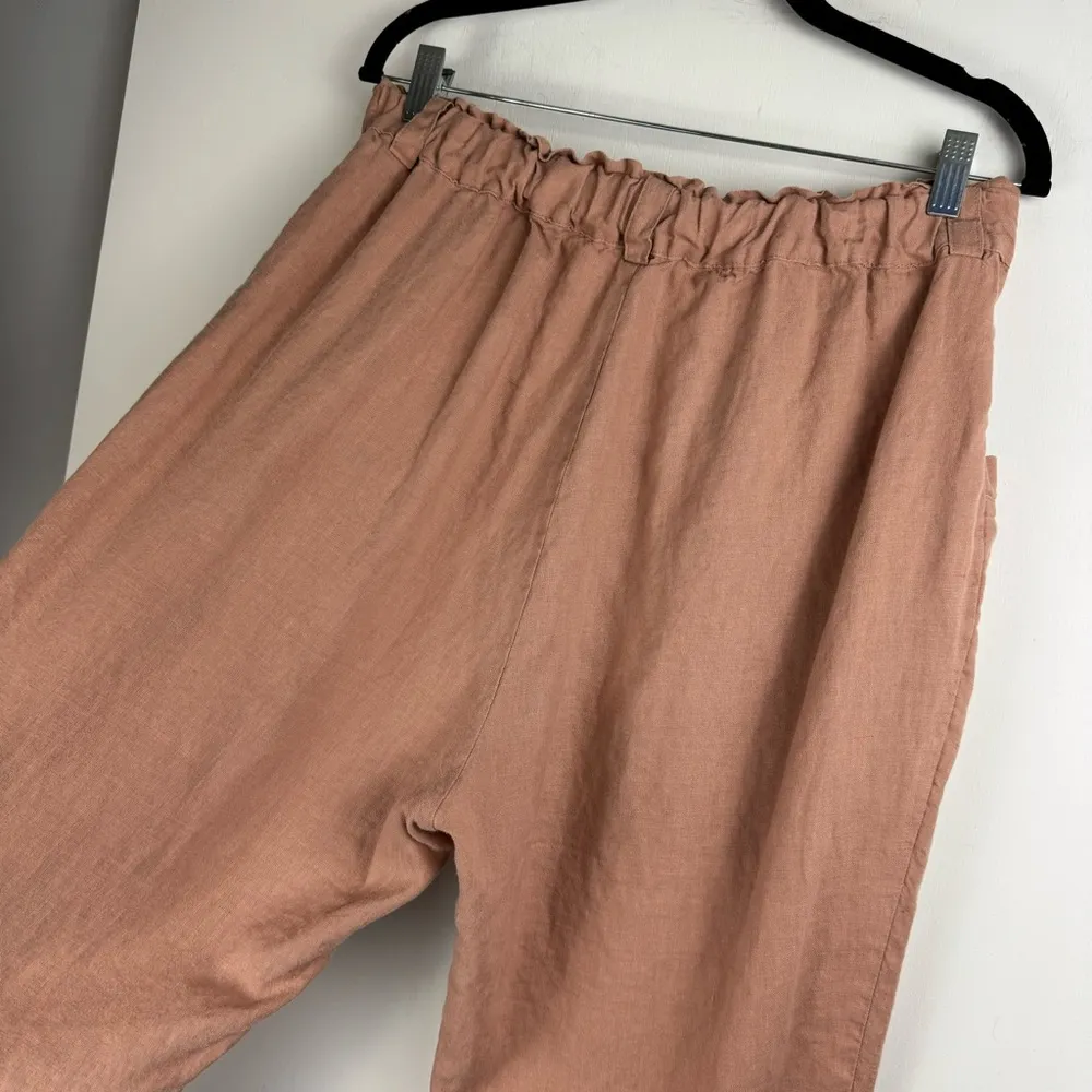 Magic Linen Tapered Cargo Pants Sz XL Rose Pink Elastic Waist Boho Chic - Image 13