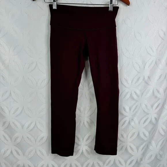 Lululemon Wunder Under Crop‎ Plum Legging Size 4 - Image 5