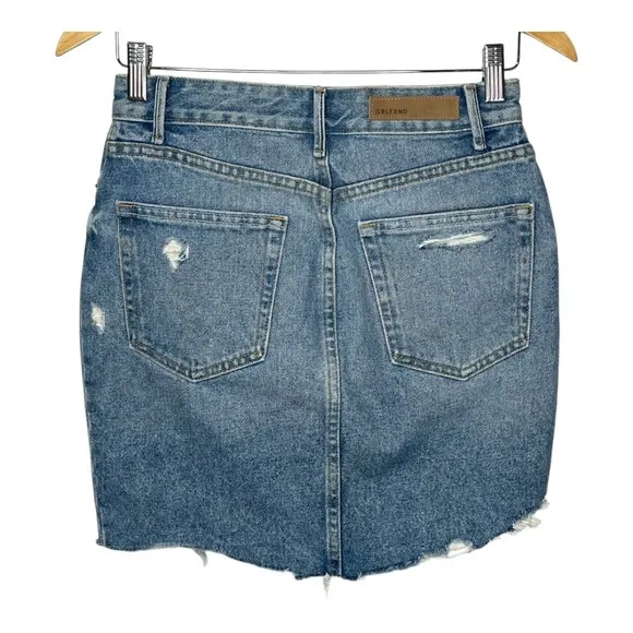 GRLFRND Rhoda Denim Mini Skirt Frayed Hem Distressed Blue Jean Skirt Size 23 NWT - Image 8