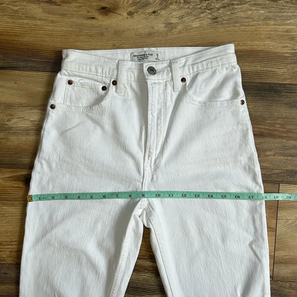 Abercrombie & Fitch Jeans The Ankle Straight Ultra High Rise White Denim 26 2 S - Image 10