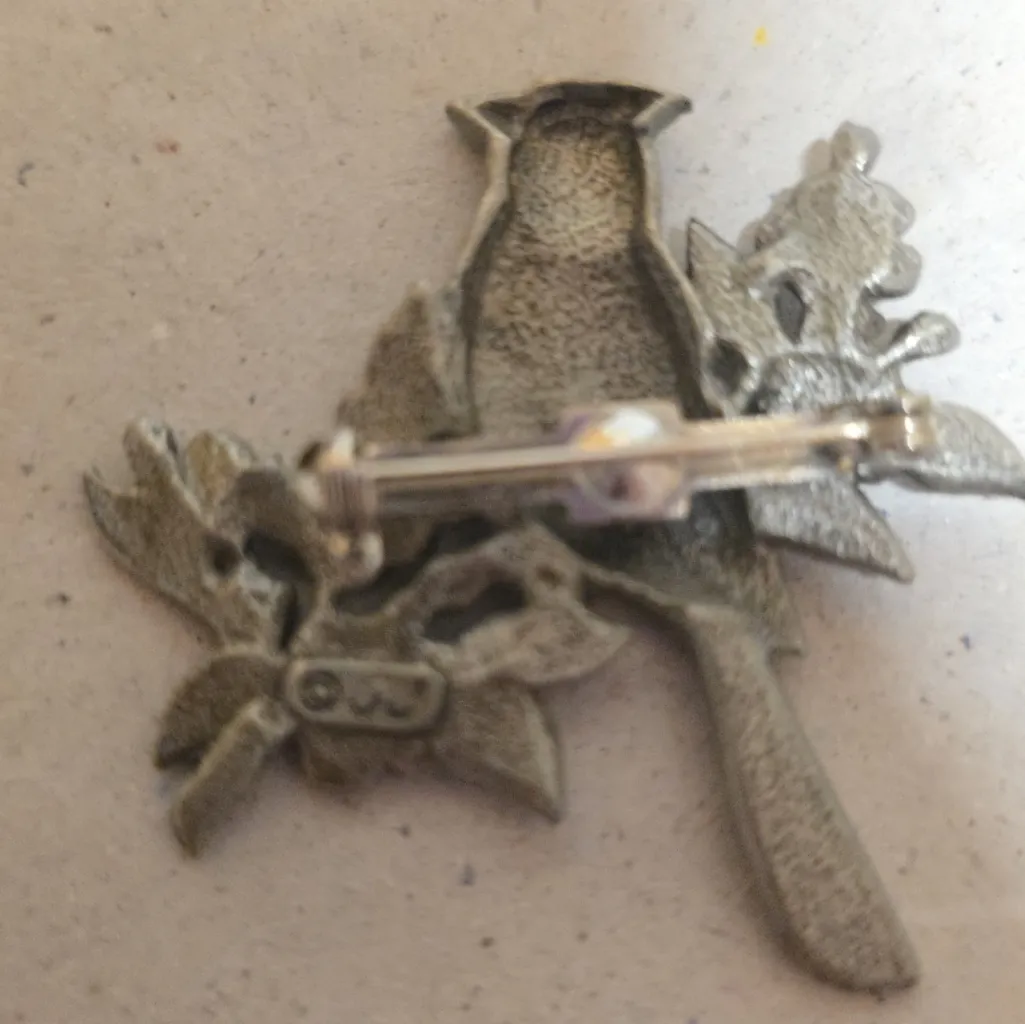 Vintage JJ Jonette Jewery Co. Silver Tone Cardinal Brooch Pin - Image 2