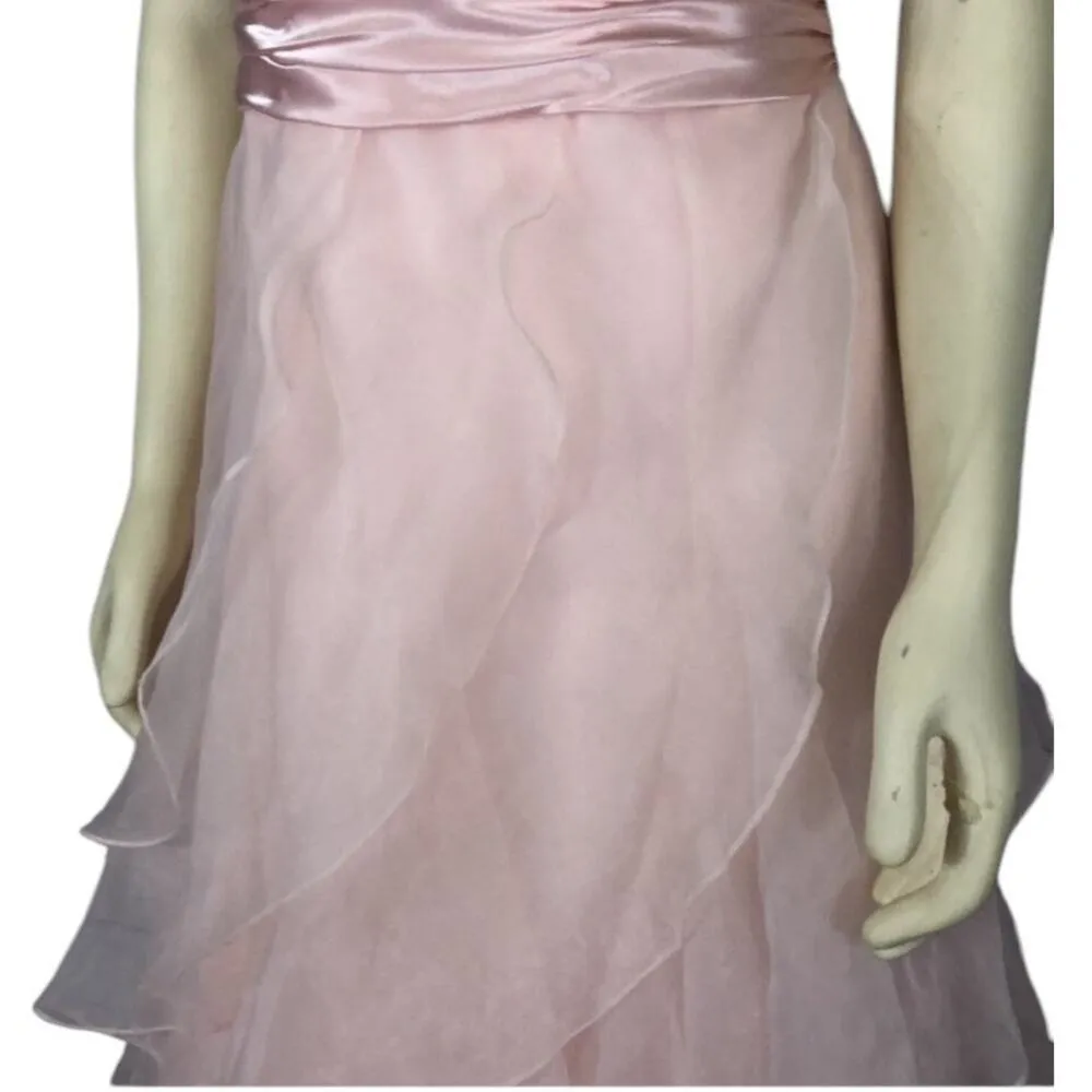 DAVID'S BRIDAL strapless tiered sheer organza ball gown in PINK F14196 size 4 - Image 7