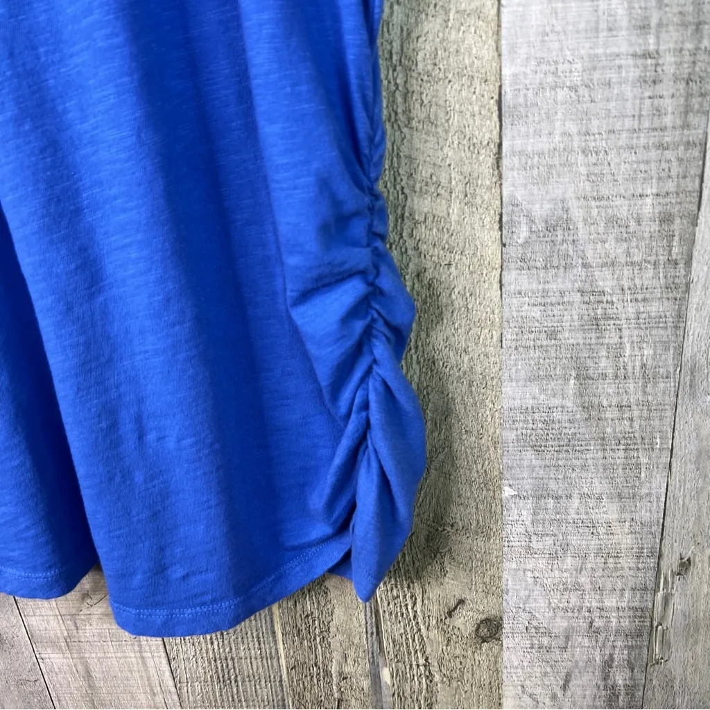 Lane Bryant Size 26/28 Crewneck Dolman Sleeve Ruched Sides Blue Tunic Shirt Top - Image 5