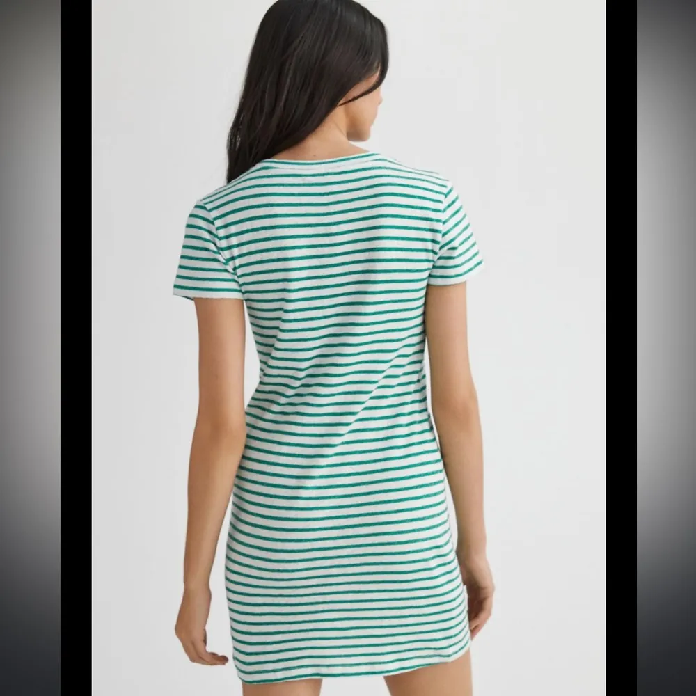 forest green peasant dress Green and White Stripe Tula Dress XS main image 1