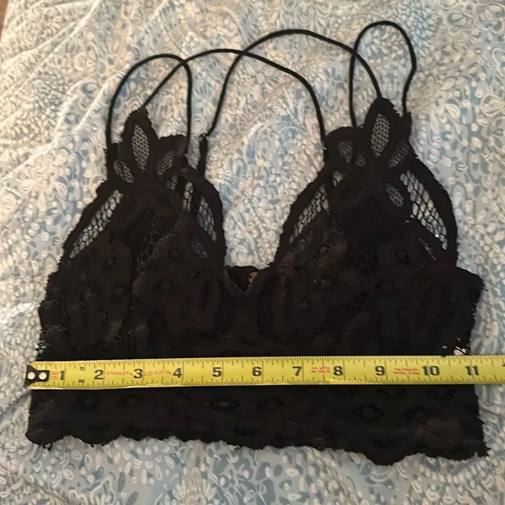 Free People Smocked Adella Lace Racerback Boho Bralette Black XS Bra - Image 7