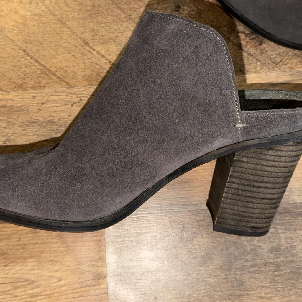 Dolce Vita Selene Leather Upper Suede Mules Size 10 4 Inch Heel Leather NEW Gray - Image 5