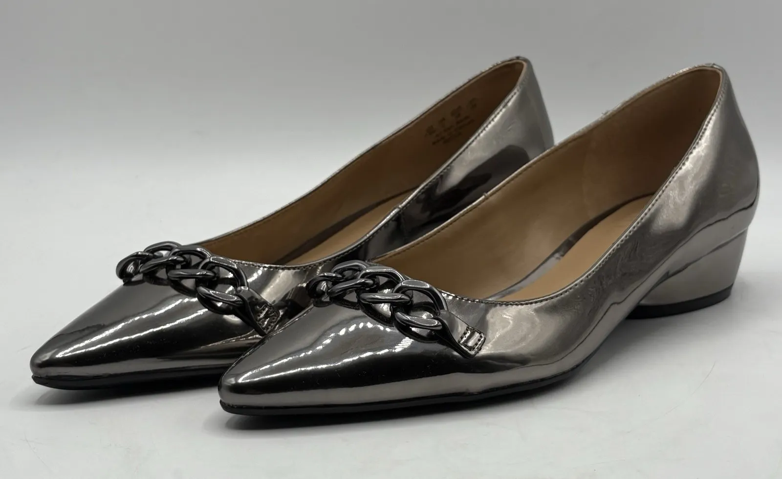 Naturalizer PEWTER FAUX LEATHER Women's Becca Low-heel Pointed Toe Flats, US 7.5 - Image 1