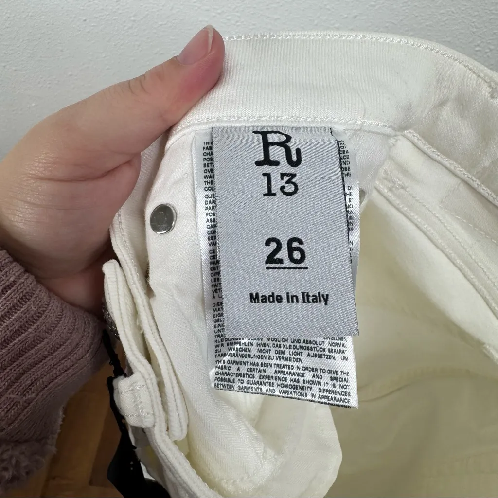 R13 NWT Kick Garret White Jeans Size 26 - Image 5