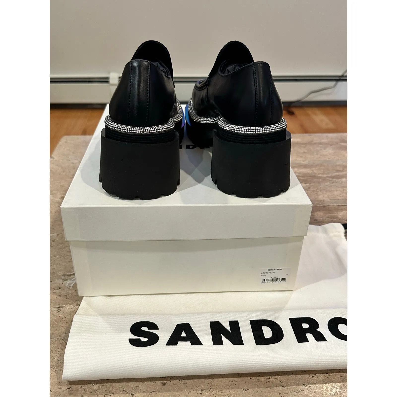 NEW Sandro Leather Loafers with Thick Notched Soles size 40 - Image 6